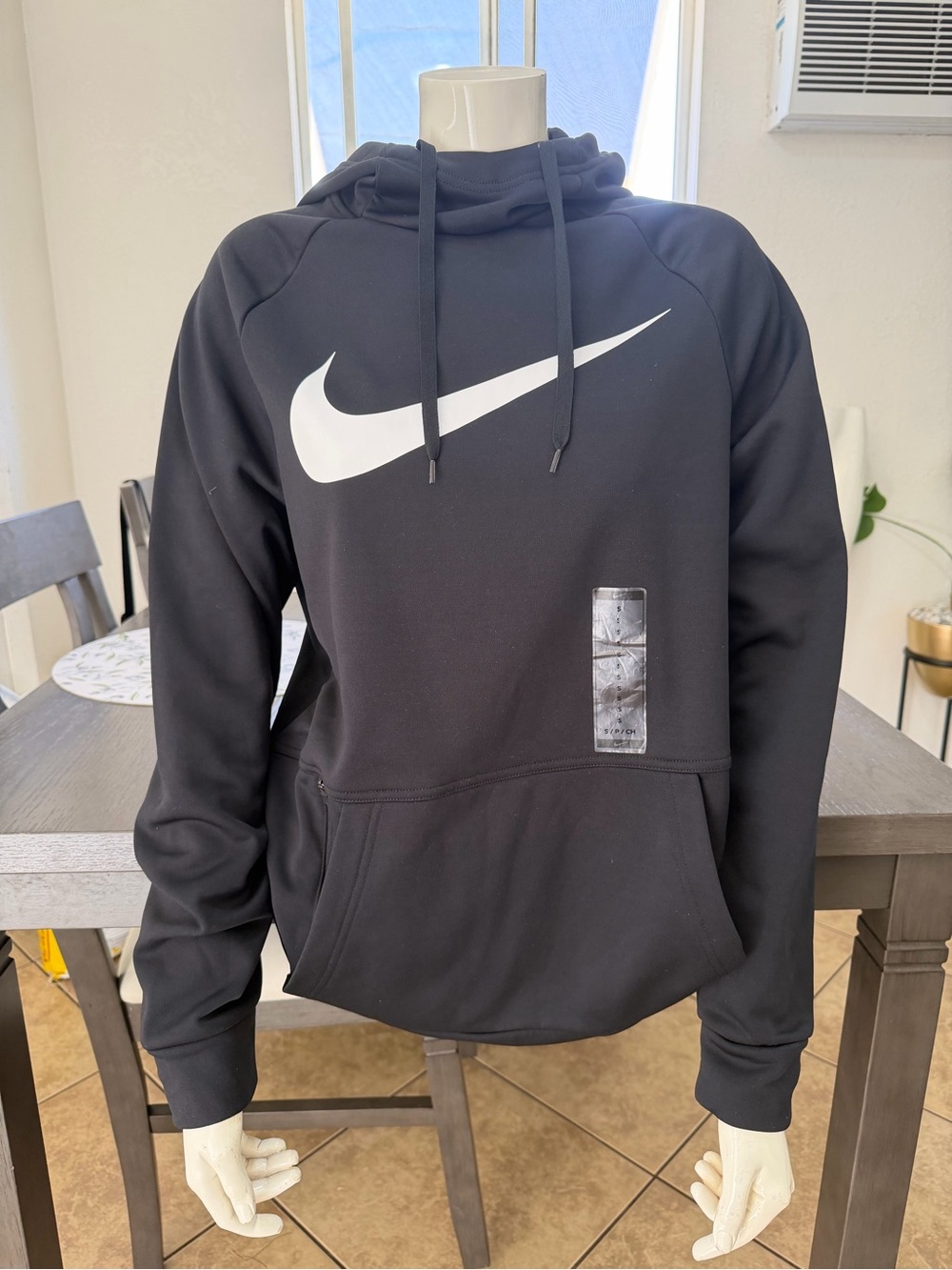 Nike Black Crewneck Hoodie with White Swoosh
